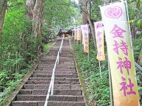 金持神社の長い階段の参道